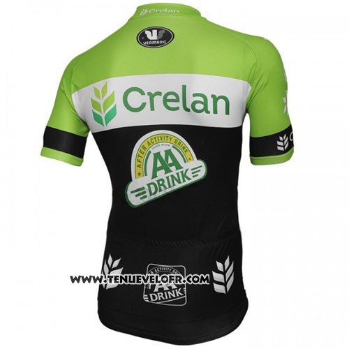 2016 Maillot Ciclismo Crelan AA Vert et Noir Manches Courtes et Cuissard